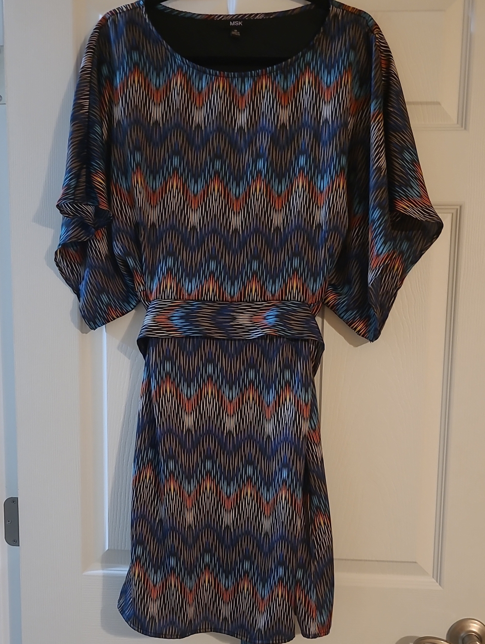 MSK Blue and Orange Chevron Mini Skirt